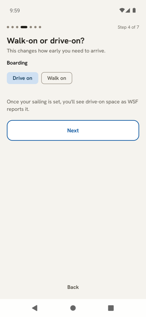 Ferrywise on Android: walk-on or drive-on